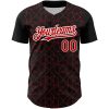 Custom Black Red-White 3D Pattern Design Arabesque Shape Authentic Baseball Jersey - Image 2