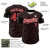 Custom Black Red-White 3D Pattern Design Arabesque Shape Authentic Baseball Jersey - Image 3
