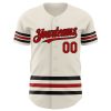 Custom Cream Red-Black Line Authentic Baseball Jersey - Image 2