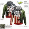 Custom Stitched Navy City Cream Red-Black 3D American Flag And Northern Pike Fish Fishing Sports Pullover Sweatshirt Hoodie - Image 2