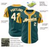 Custom Midnight Green White-Gold 3 Colors Arm Shapes Authentic Baseball Jersey - Image 4