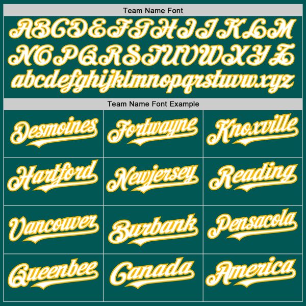 Custom Midnight Green White-Gold 3 Colors Arm Shapes Authentic Baseball Jersey - Image 5