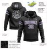 Custom Stitched Black Gray-Purple Football Pullover Sweatshirt Hoodie - Image 2