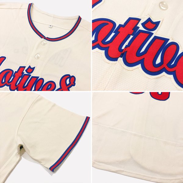 Custom Cream Cream-Red Authentic Baseball Jersey - Image 6