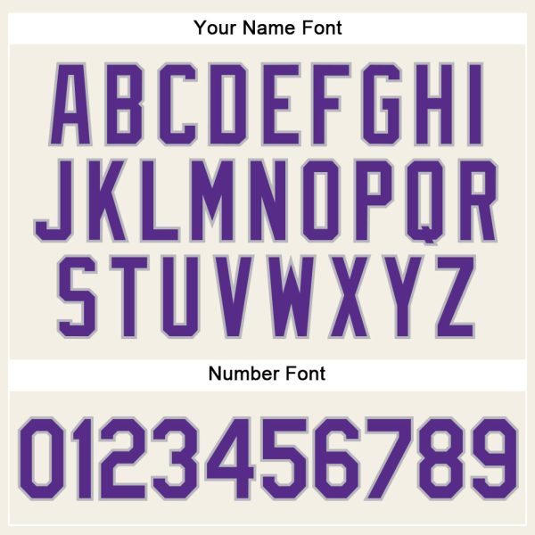 Custom Cream Gray Pinstripe Purple Authentic Baseball Jersey - Image 5