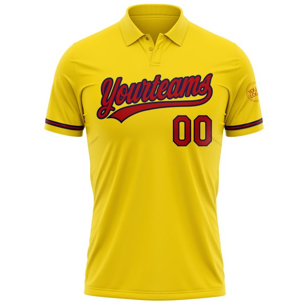 Custom Yellow Red-Navy Performance Vapor Golf Polo Shirt - Image 2