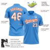 Custom Powder Blue White-Orange Performance Vapor Golf Polo Shirt - Image 3