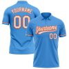 Custom Powder Blue White-Orange Performance Vapor Golf Polo Shirt
