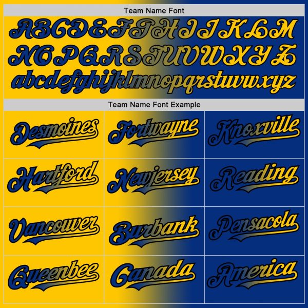 Custom Royal Yellow-Black Authentic Gradient Fashion Baseball Jersey - Image 4
