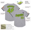Custom Gray Neon Green-Black Mesh Authentic Throwback Baseball Jersey - Image 3