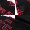 Custom Navy Black-White Guitar Rock Star Music Festival 3D Pattern Design Bomber Full-Snap Varsity Letterman Jacket - Image 2