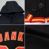 Custom White Teal-Purple Gradient Square Shape 3D Pattern Design Bomber Full-Snap Varsity Letterman Hoodie Jacket - Image 2