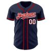 Custom Navy White-Red Authentic Baseball Jersey - Image 2