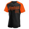 Custom Black Orange Authentic Raglan Sleeves Baseball Jersey - Image 2