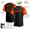 Custom Black Orange Authentic Raglan Sleeves Baseball Jersey - Image 3