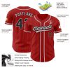 Custom Red Black Pinstripe Gray Authentic Baseball Jersey - Image 3