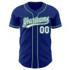 Custom Royal White Kelly Green-Gray Authentic Baseball Jersey - Image 2