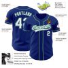 Custom Royal White Kelly Green-Gray Authentic Baseball Jersey - Image 3