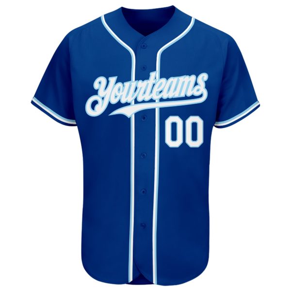 Custom Royal White-Light Blue Authentic Baseball Jersey - Image 2