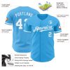 Custom Sky Blue White Authentic Baseball Jersey - Image 3