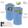 Custom Light Blue Black-Gold Authentic Sleeveless Baseball Jersey - Image 2