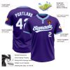 Custom Purple White-Light Blue Two-Button Unisex Softball Jersey - Image 3