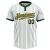 Custom White Green Pinstripe Old Gold Two-Button Unisex Softball Jersey - Image 2