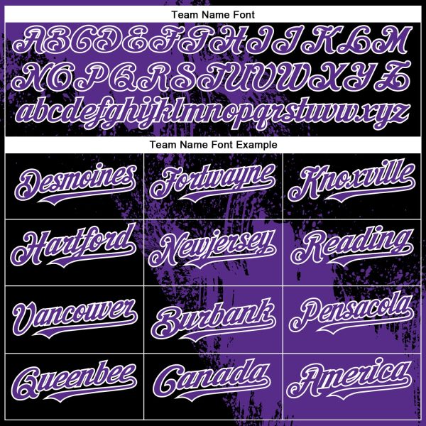 Custom Purple Black-White 3D Pattern Abstract Brush Stroke Two-Button Unisex Softball Jersey - Image 4