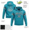 Custom Stitched Teal Gray-Black Football Pullover Sweatshirt Hoodie - Image 2