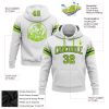 Custom Stitched White Neon Green-Black Football Pullover Sweatshirt Hoodie - Image 2