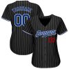 Custom Black White Pinstripe Royal-Red Authentic Baseball Jersey - Image 2