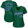 Custom Kelly Green White Pinstripe Royal-White Authentic Baseball Jersey - Image 2