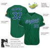 Custom Kelly Green White Pinstripe Royal-White Authentic Baseball Jersey - Image 3