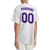Custom White Purple Pinstripe Purple-Gray Authentic Baseball Jersey - Image 2