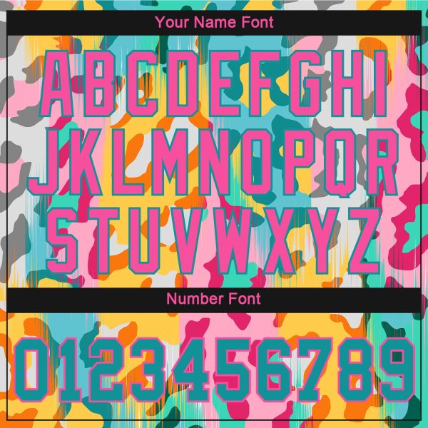 Custom White Teal-Pink 3D Pattern Design Leopard Authentic Baseball Jersey - Image 5